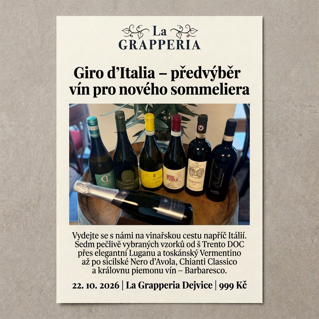 Řízená degustace italských vín – výběr pro sommeliera | La Grapperia Dejvice